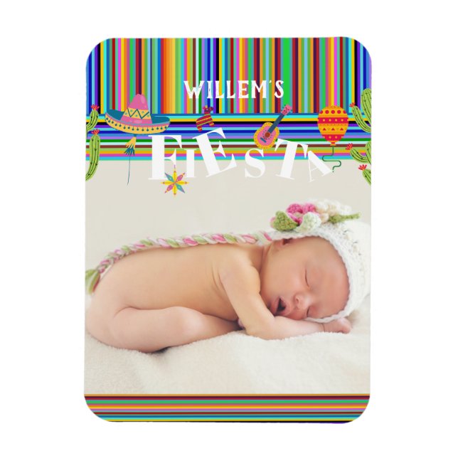 Colorful Mexican Fiesta Cactus  Baby Shower Magnet (Vertical)