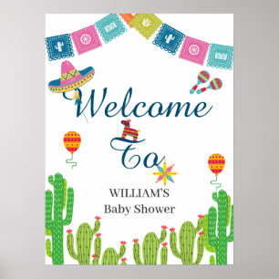 Colorful Mexican Fiesta Cactus Baby Shower Poster