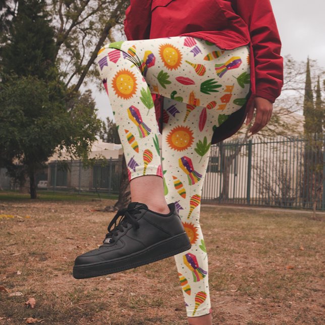 Colorful Mexican Fiesta Cactus Pattern  Leggings (Creator Uploaded)
