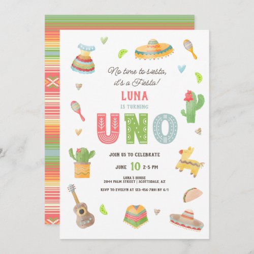 Colorful Mexican Fiesta First Birthday  Invitation