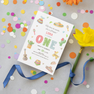 Colorful Mexican Fiesta First Birthday Invitation