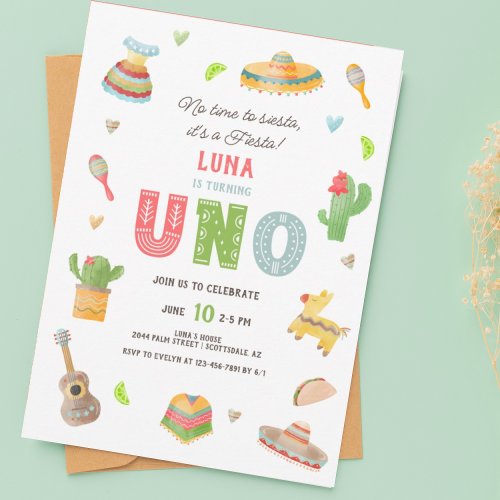 Colorful Mexican Fiesta First Birthday  Invitation
