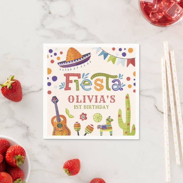 Colorful Mexican Fiesta First Birthday Napkins (Insitu)