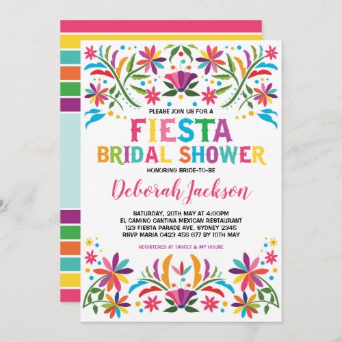 Colorful Mexican Fiesta Floral Bridal Shower Invitation