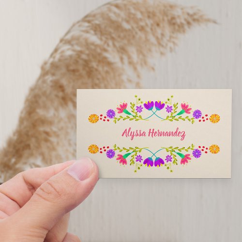 Colorful Mexican Fiesta Floral Champagne Business Card