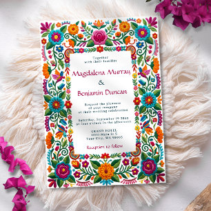 Colorful Mexican Fiesta Floral Embroidery Wedding Invitation