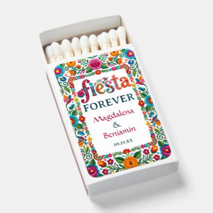 Colorful Mexican Fiesta Floral Embroidery Wedding Matchboxes