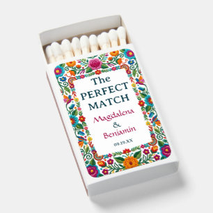 Colorful Mexican Fiesta Floral Embroidery Wedding Matchboxes