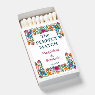 Colorful Mexican Fiesta Floral Folk Art Wedding Matchboxes