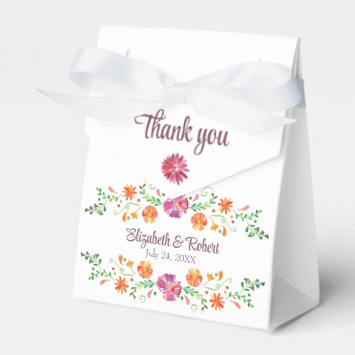 Colorful Mexican Fiesta Floral Wedding Favor Boxes