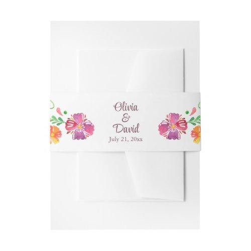 Colorful Mexican Fiesta Floral Wedding Invitation Belly Band