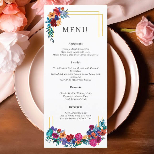 Colorful Mexican Fiesta Floral Wedding Menu (Creator Uploaded)