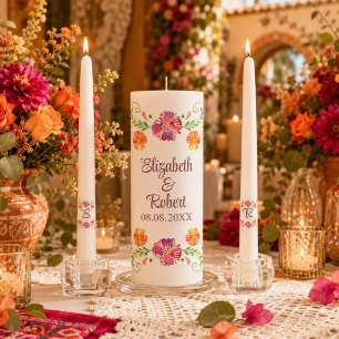 Colorful Mexican Fiesta Floral Wedding Unity Candle Set