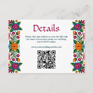 Colorful Mexican Fiesta Floral Wedding Website QR Enclosure Card