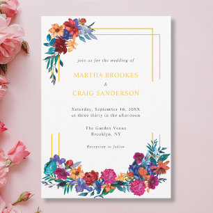 Colorful Mexican Fiesta Flower Wedding Invitation
