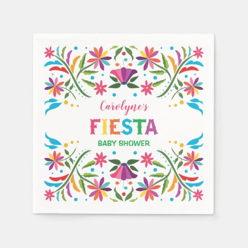 Colorful Mexican Fiesta Flowers Baby Shower Napkins