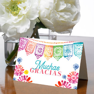 Colorful Mexican Fiesta Muchas Gracias  Letterpress Thank You Card