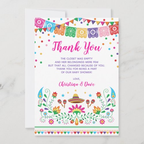 Colorful Mexican Fiesta Nacho Average Baby Shower Thank You Card