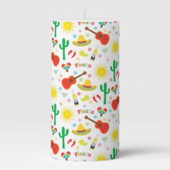 Colorful Mexican Fiesta Pillar Candle by ChristmasBellsRing at Zazzle