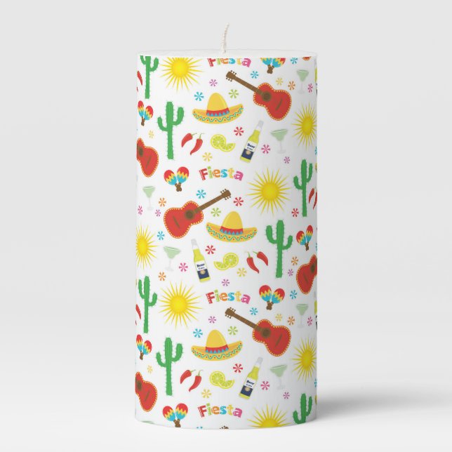 Colorful Mexican Fiesta Pillar Candle (Front)
