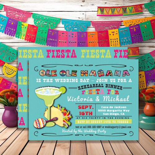 Colorful Mexican Fiesta Rehearsal Dinner Invites