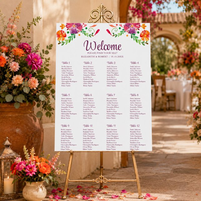 Colorful Mexican Fiesta Wedding Seating Chart Foam Board (Colorful Mexican Fiesta Wedding Seating Chart Foam Board)