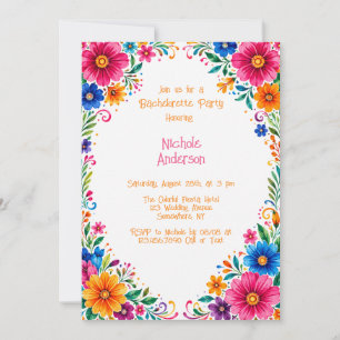 Colorful Mexican Floral Bachelorette Party Invitation