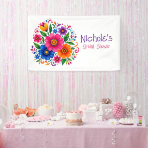 Colorful Mexican Floral Bridal Shower Welcome Sign