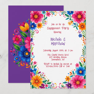 Colorful Mexican Floral Engagement Party Invitation