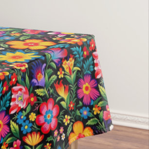 Colorful Mexican Floral Fiesta Pattern Tablecloth
