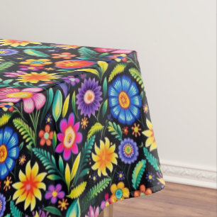 Colorful Mexican Floral Fiesta Pattern Tablecloth