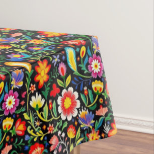 Colorful Mexican Floral Fiesta Pattern Tablecloth