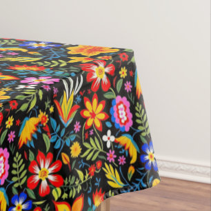 Colorful Mexican Floral Fiesta Pattern Tablecloth