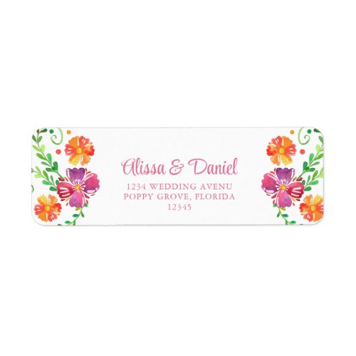 Colorful Mexican Floral Fiesta Return Address Label