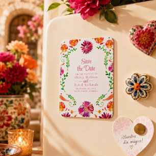 Colorful Mexican Floral Fiesta Save the Date Magnet