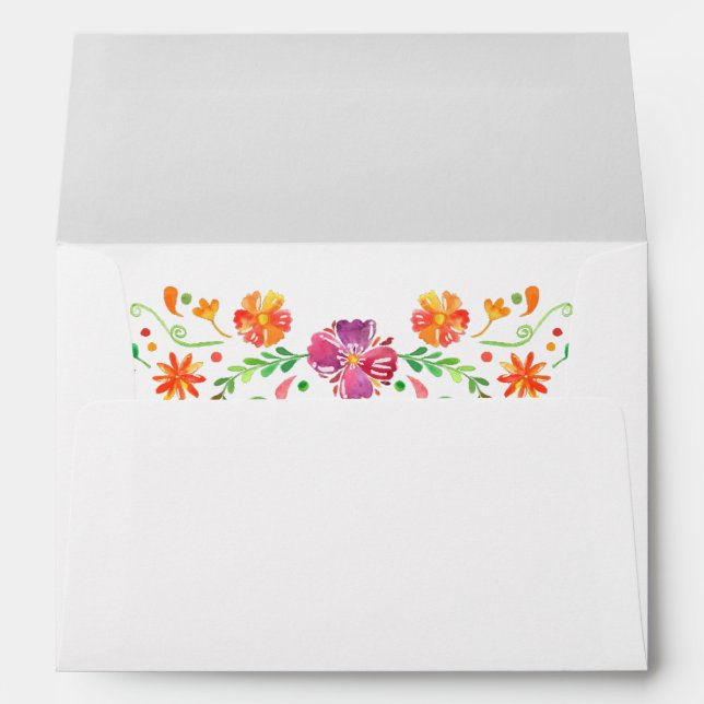Colorful Mexican Floral Fiesta Wedding Envelope (Back (Bottom))
