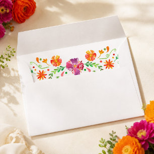 Colorful Mexican Floral Fiesta Wedding Envelope