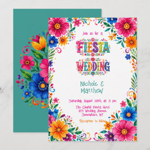 Colorful Mexican Floral Fiesta Wedding Invitation