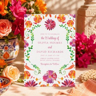 Colorful Mexican Floral Fiesta Wedding Invitation
