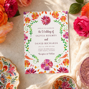 Colorful Mexican Floral Fiesta Wedding Invitation