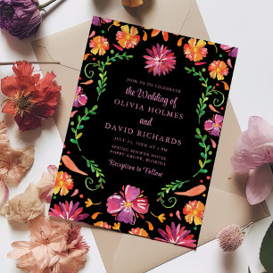 Colorful Mexican Floral Fiesta Wedding Invitation