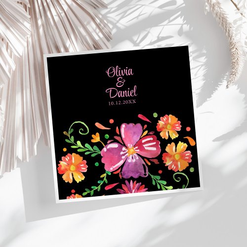 Colorful Mexican Floral Fiesta Wedding  Paper Dinner Napkins