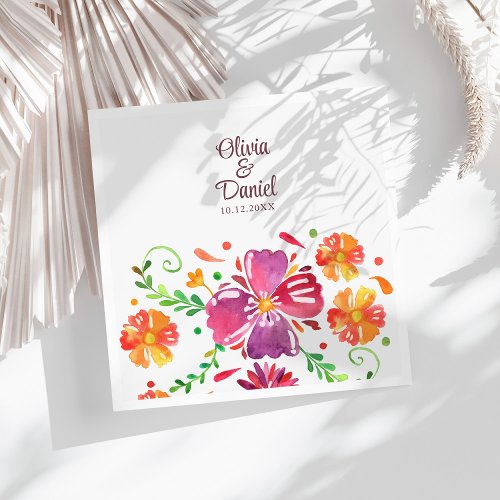 Colorful Mexican Floral Fiesta Wedding  Paper Dinner Napkins