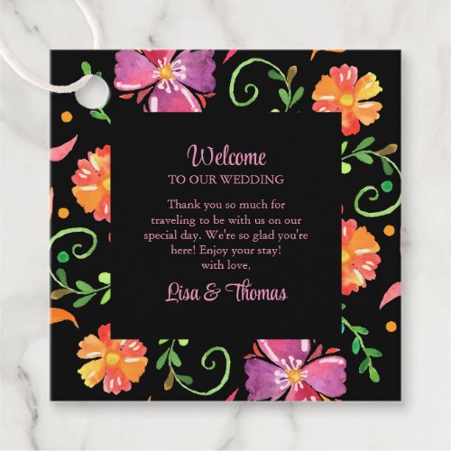 Colorful Mexican Floral Fiesta Wedding Welcome Favor Tags
