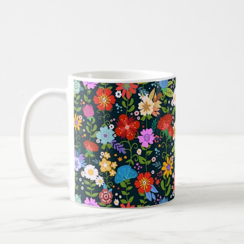 Colorful Mexican Floral Folk Art Coffee Mug