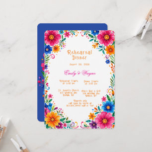 Colorful Mexican Floral Rehearsal Dinner Invitation
