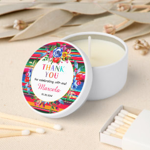 Colorful Mexican Floral & Serape Thank you Mini Candle Favors