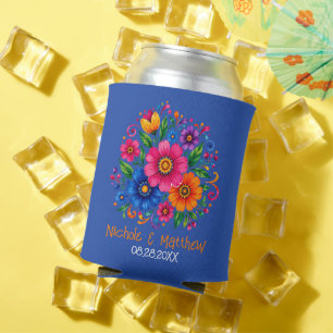 Colorful Mexican Floral Wedding Party Favor Can Cooler