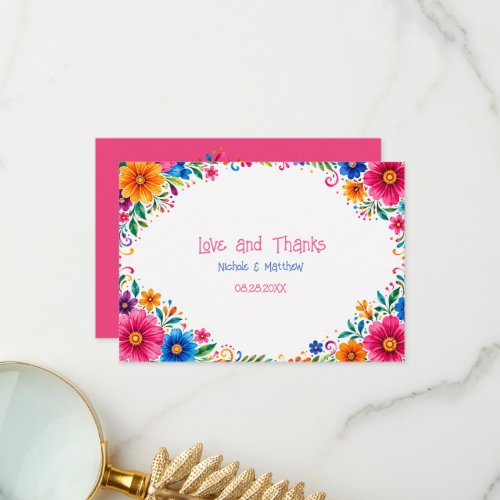 Colorful Mexican Floral Wedding Thank You Card