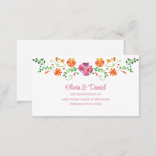 Colorful Mexican Flower Fiesta Wedding Registry Enclosure Card